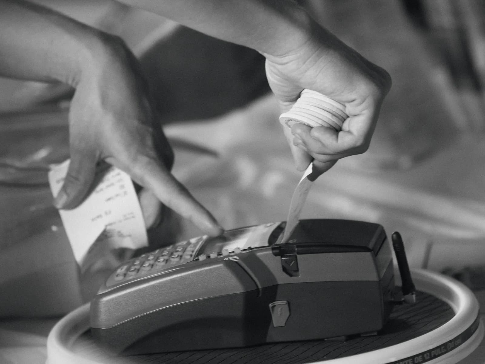 A card payment at a checkout terminal
