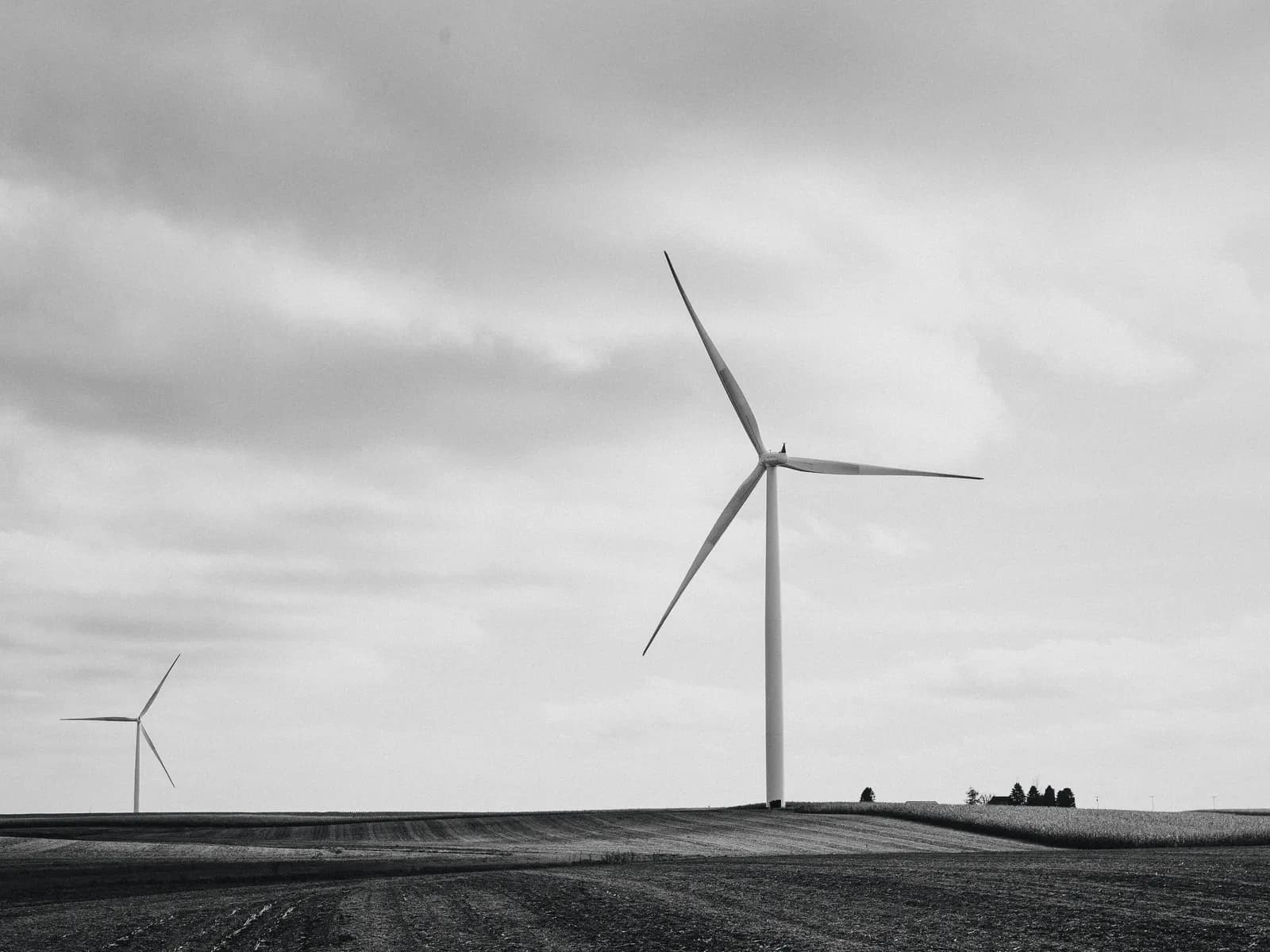 A wind turbine over open fields